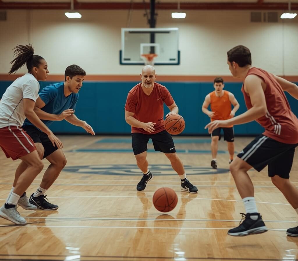 adults playing basketball in an indoor sports club (2)